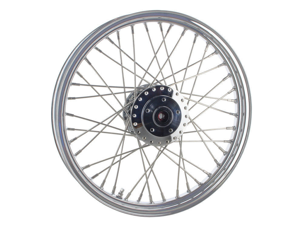19in. x 2.15in. Front 40 Spoke Cross Laced Wheel - Chrome. Fits Narrow Glide Dyna 1991-1999, FXR 1984-1994 & Sportster 1984-1999. - DNA Specialty