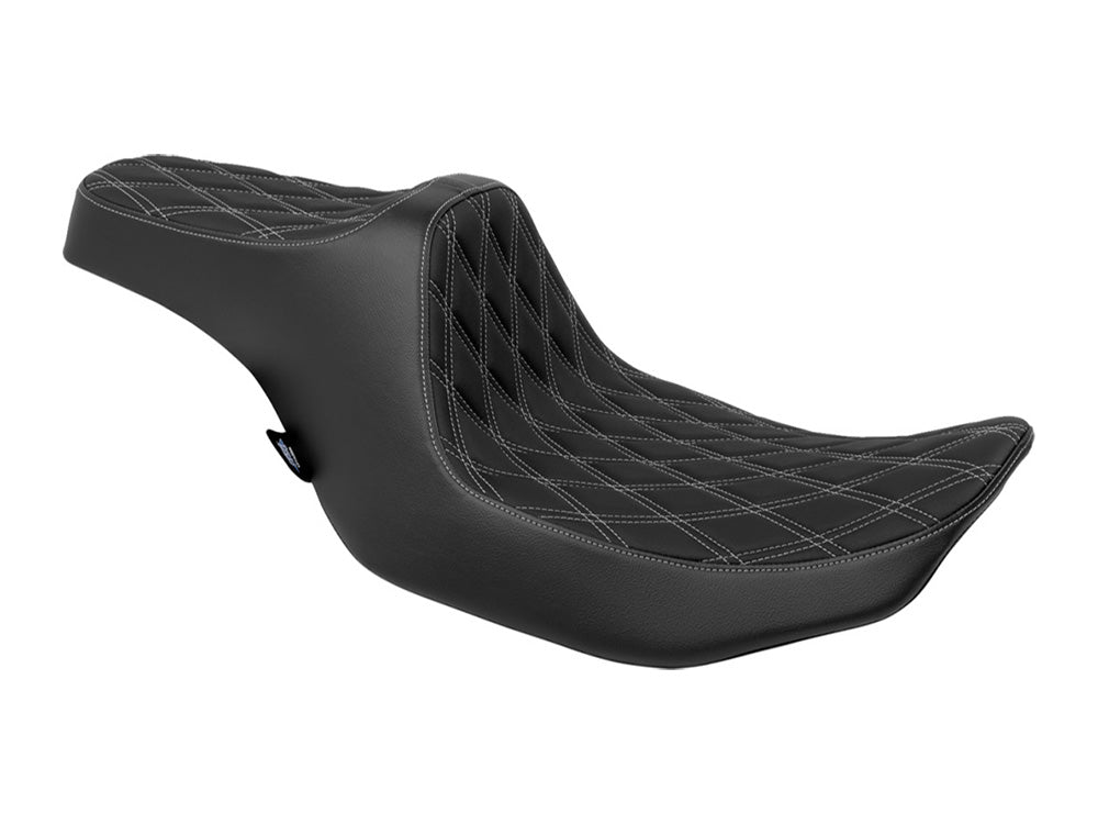 Predator 3 Dual Seat with Silver Double Diamond Lattice Stitch. Fits CVO Touring 2023up, Street Glide & Road Glide 2024up, Touring 2025up - Drag Specialties