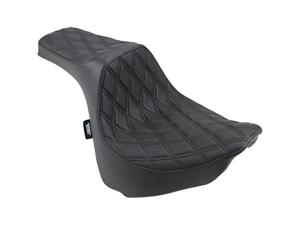 Predator 3 Dual Seat with Black Double Diamond Lattice Stitch. Fits Fat Bob 2018-2024 - Drag Specialties