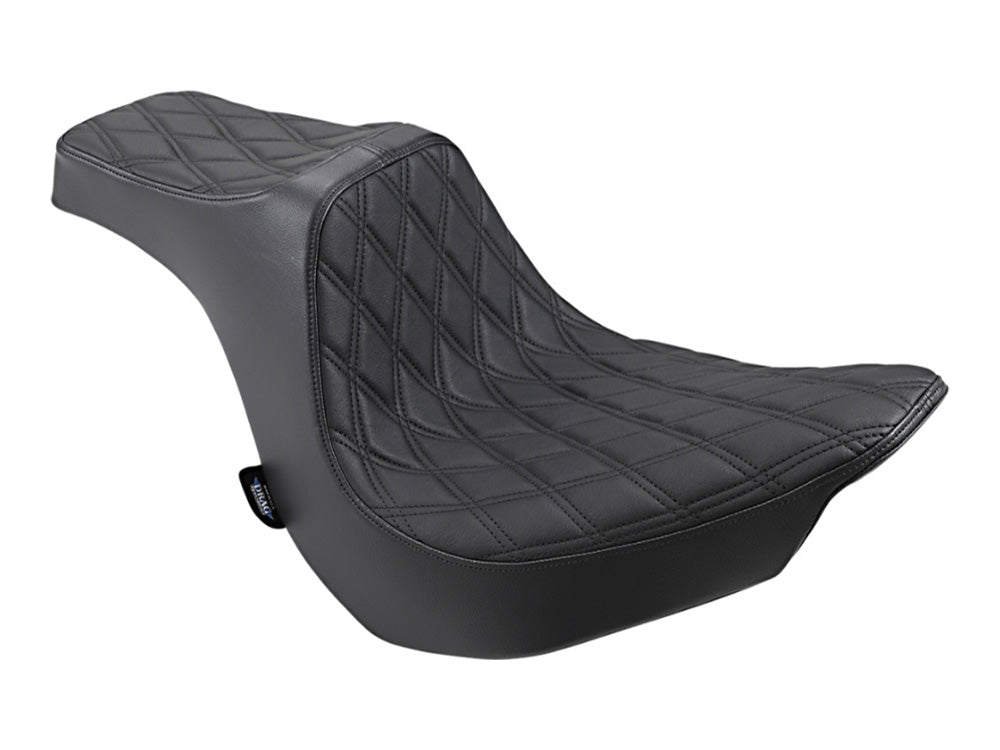 Predator 3 Dual Seat with Black Double Diamond Lattice Stitch. Fits Fat Boy 2018up & Breakout 2023up - Drag Specialties