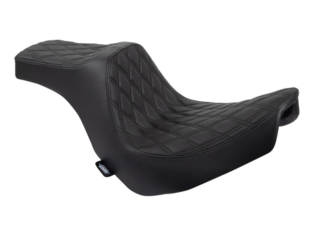 Predator 3 Dual Seat with Black Double Diamond Lattice Stitch. Fits Sport Glide & Low Rider 2018up, Low Rider S 2020up & Low Rider ST 2022up - Drag Specialties