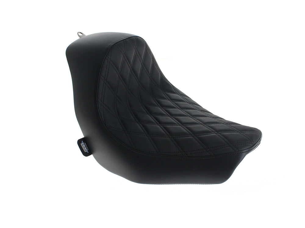 Solo Seat with Black Double Diamond Lattice Stitch. Fits Low Rider 2018up, Low Rider S 2020up & Low Rider ST 2022up - Drag Specialties
