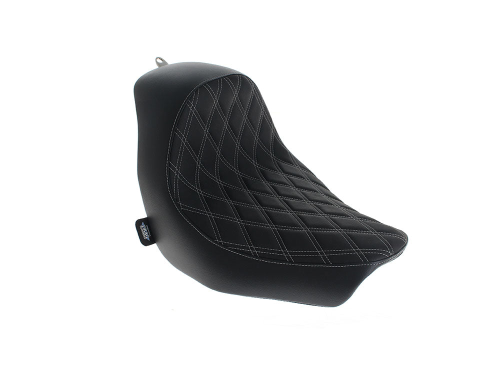 Solo Seat with Silver Double Diamond Lattice Stitch. Fits Low Rider 2018up, Low Rider S 2020up & Low Rider ST 2022up - Drag Specialties