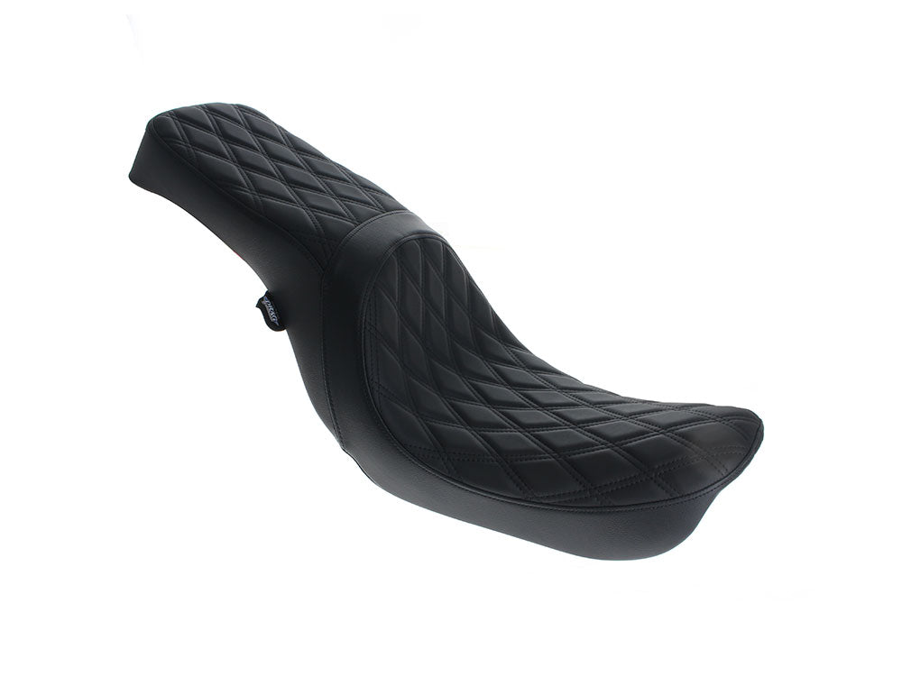 Predator 2up Dual Seat with Black Double Diamond Lattice Stitch. Fits Dyna 2006-2017 - Drag Specialties