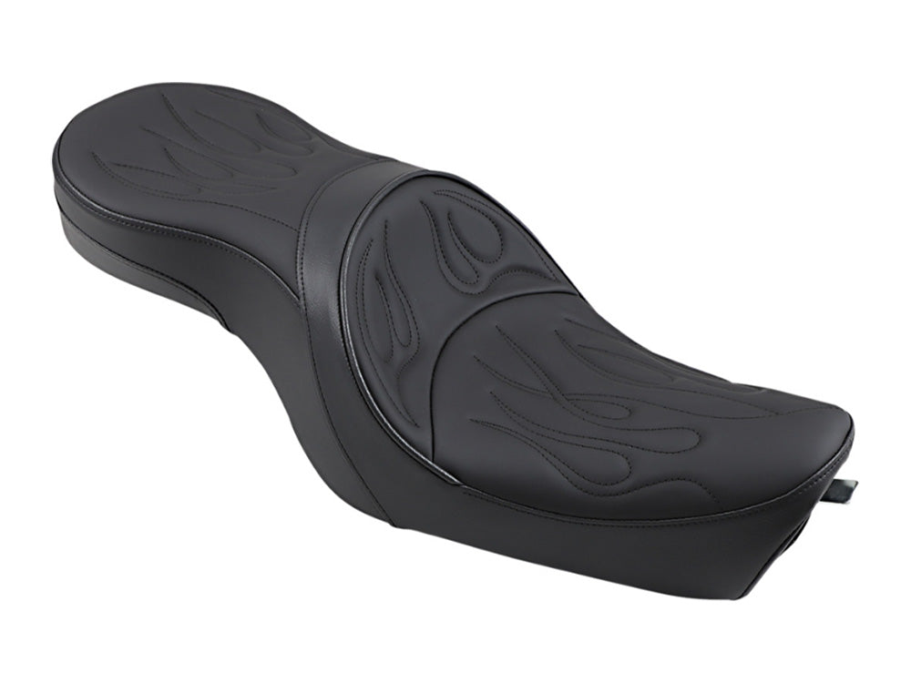 Low Profile Dual Touring Seat with Flame Stitch. Fits Sportster 2004-2021 - Drag Specialties