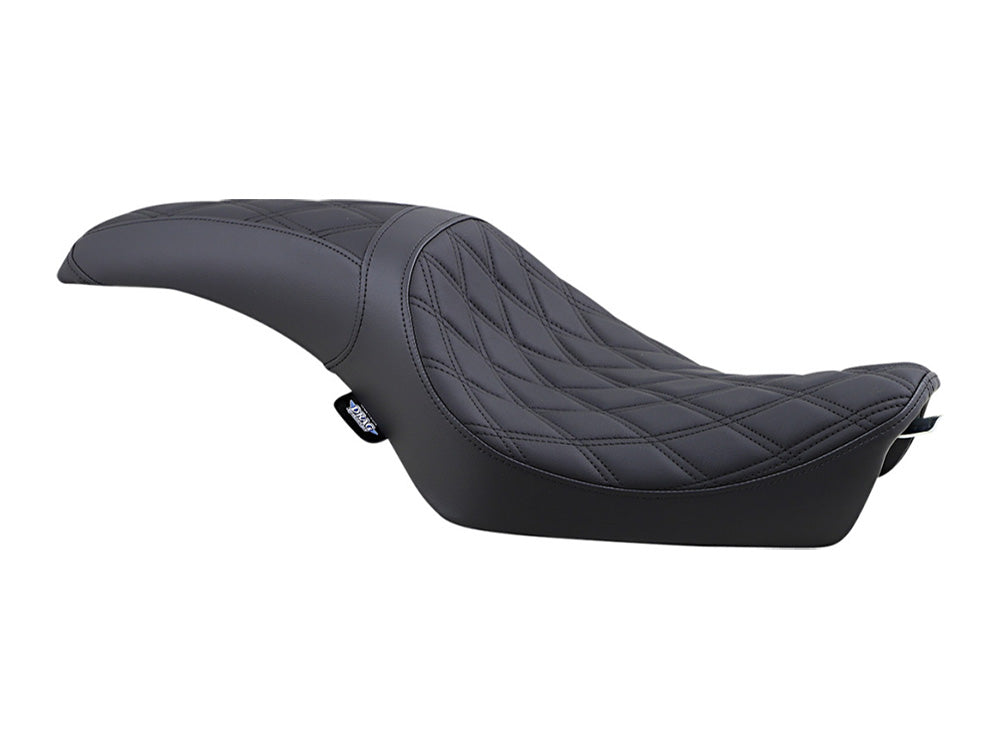 Predator Dual Seat with Black Double Diamond Lattice Stitch. Fits Sportster 2004-2021 - Drag Specialties