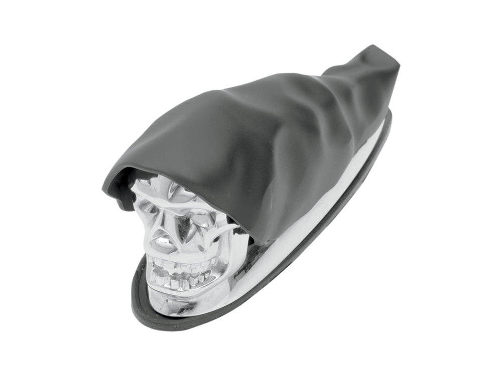 Shrouded Skull Front Fender Ornament - Chrome & Black - Drag Specialties