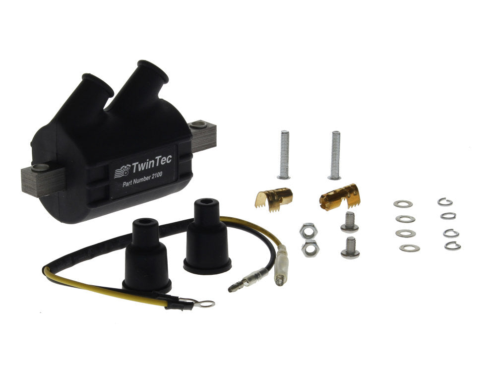 Spitfire Ignition Coil - Black. Fits Custom Applications with Single Fire Ignition & Dual Spark Plug Heads. 2 Required. - Daytona Twin Tec