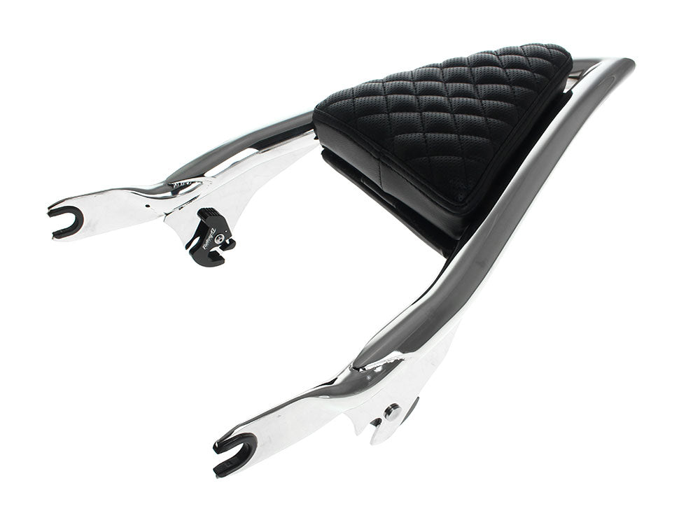 Diamond Stitch Apex Sissy Bar Backrest - Chrome. Fits Touring 2009up. - Factory 47 Handlebars