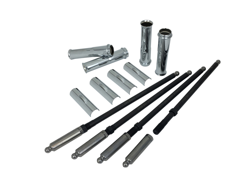 Quick Install Adjustable Pushrod Kit - Chrome. Fits Twin Cam 1999-2017. - Feuling