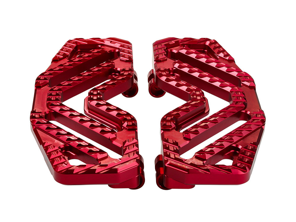 Savage Series Rider Floorboards - Red. Fits Touring 1980up, FL Softail 1986-2017 & Dyna Switchback 2012-2016 - Flo Motorsports
