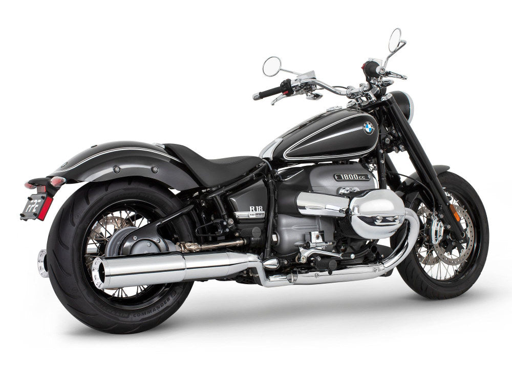 4.5in. Two-Step Slip-On Mufflers - Chrome with Chrome Straight Tips. Fits BMW R-18 2021up. - Freedom Performance Exhaust