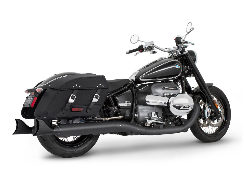 4in. Two-Step Slip-On Mufflers - Black with Sharktail Tips. Fits BMW R-18 Classic 2021up. - Freedom Performance Exhaust