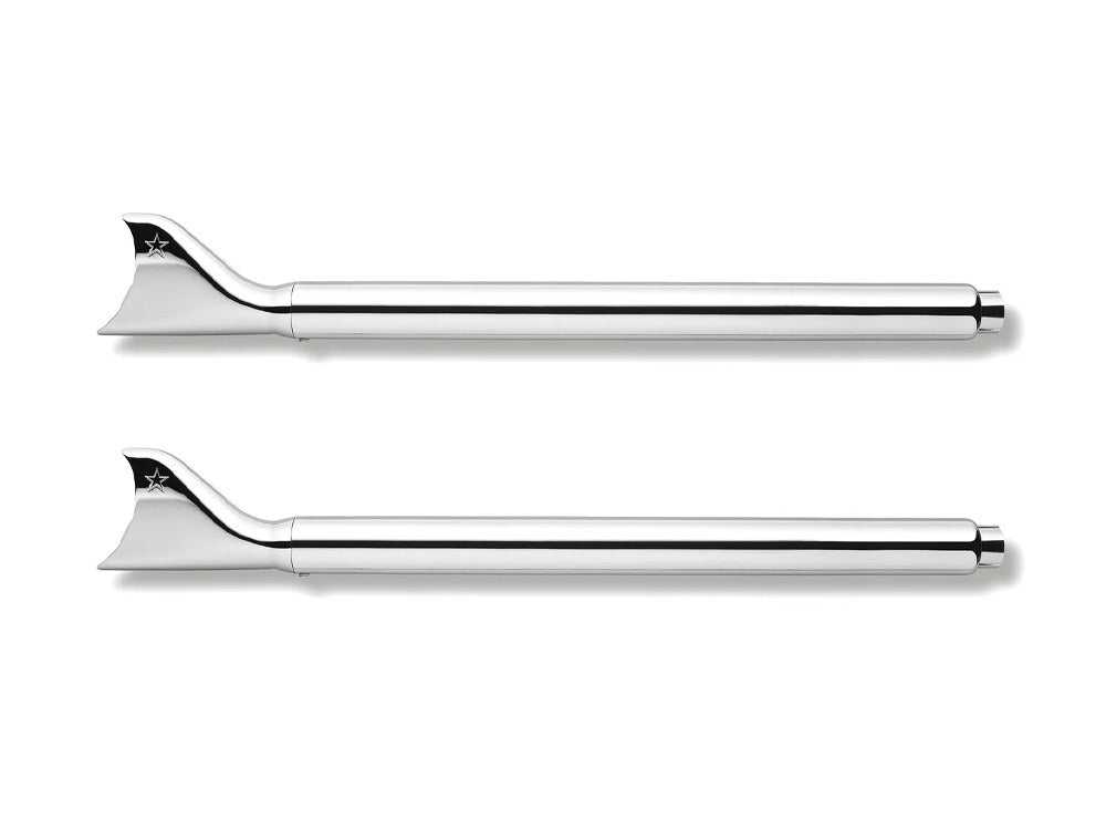 2-1/2in. Sharktail Slip-On Mufflers - Chrome. Fits Touring 1995-2016 & Trike 2017-2020. - Freedom Performance Exhaust