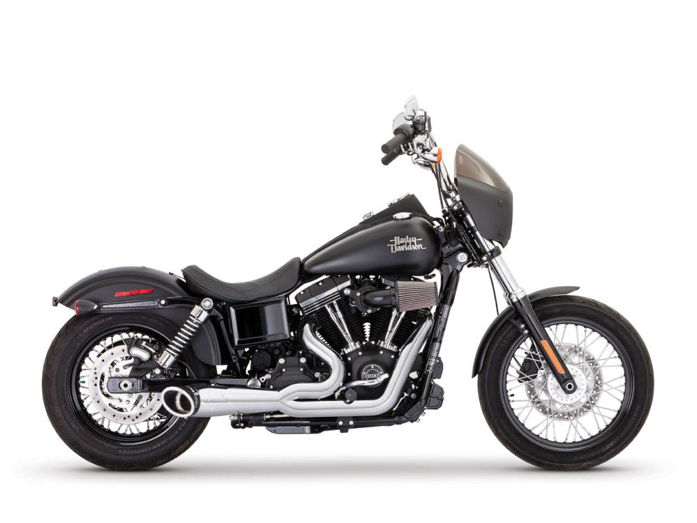 2-into-1 Turnout Exhaust with Chrome Finish & Black End Caps. Fits Dyna 2006-2017. - Freedom Performance Exhaust