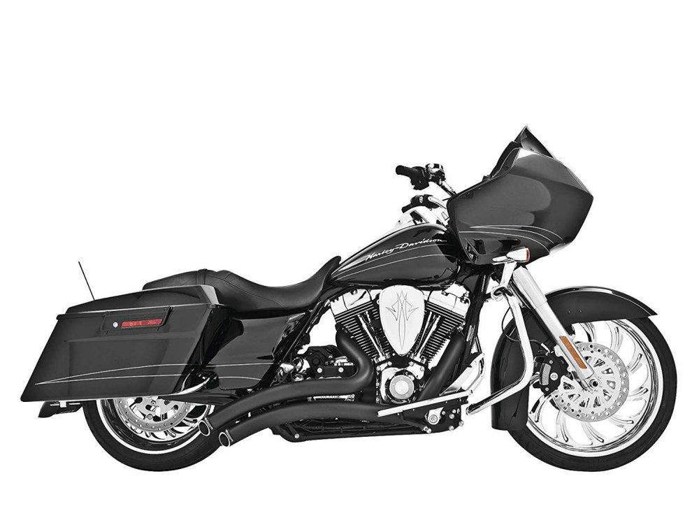 Sharp Curve Radius Exhaust - Black with Black End Caps. Fits Touring 2017up. - Freedom Performance Exhaust
