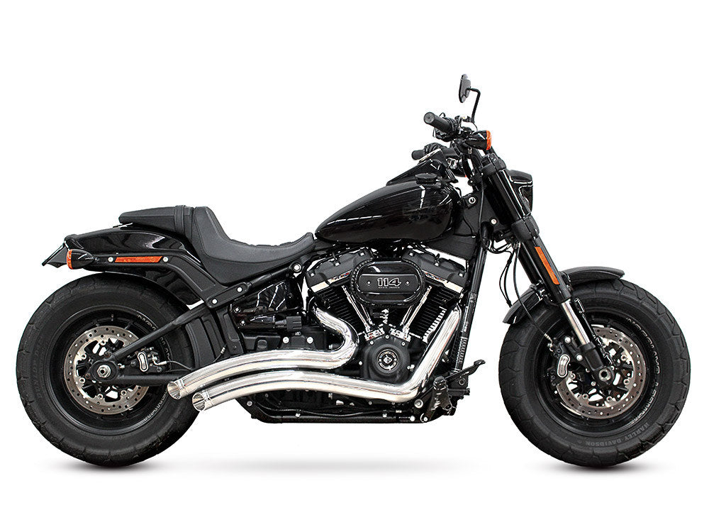 Sharp Curve Radius Exhaust - Chrome with Chrome End Caps. Fits Softail 2018up. - Freedom Performance Exhaust