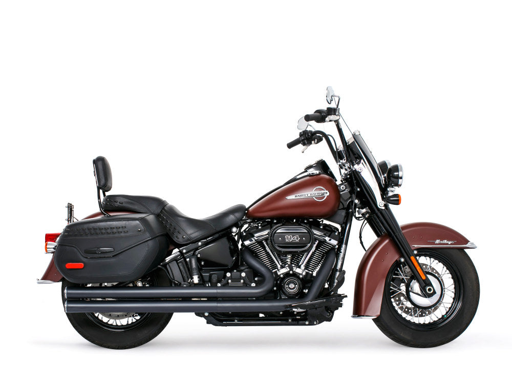 Independence Long Exhaust - Black with Black End Caps. Fits Softail 2018up. - Freedom Performance Exhaust