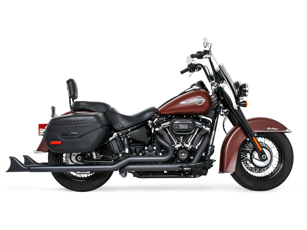 39in. True Dual SharkTail Exhaust - Black. Fits Softail 2018up. - Freedom Performance Exhaust