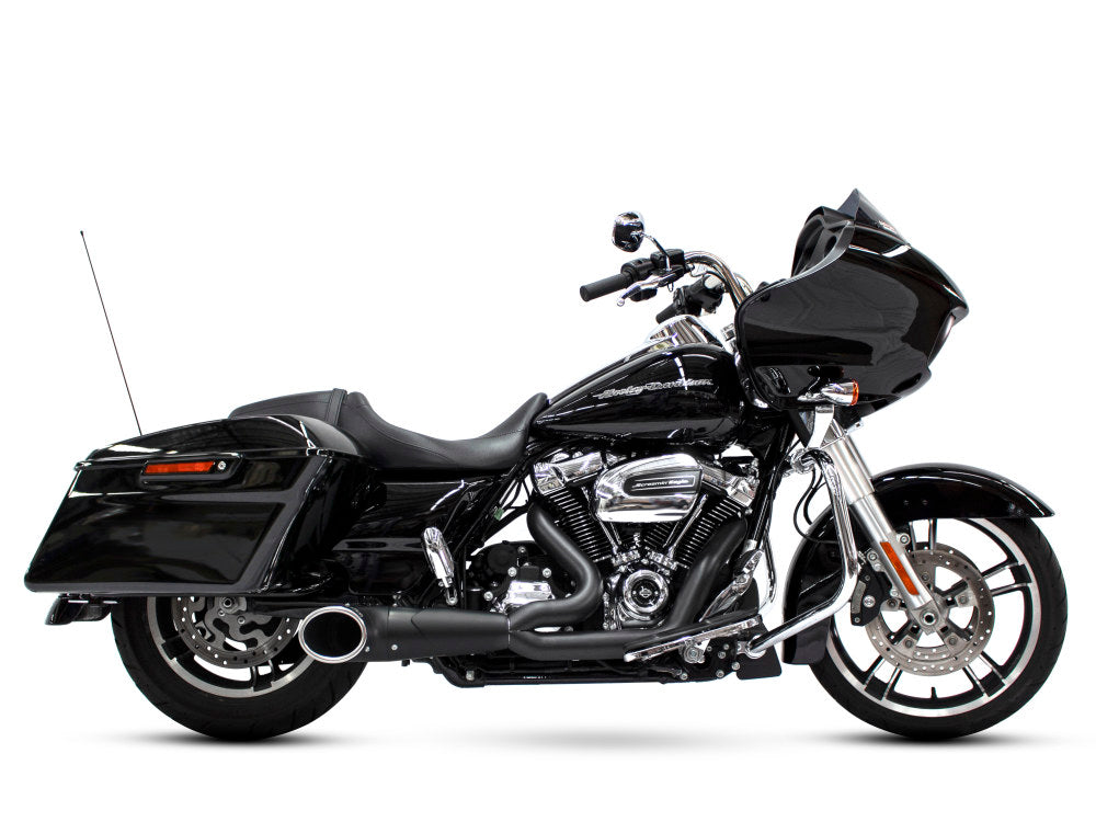 Turnout 2-into-1 Exhaust - Black with Black End Cap. Fits Touring 2017up. - Freedom Performance Exhaust
