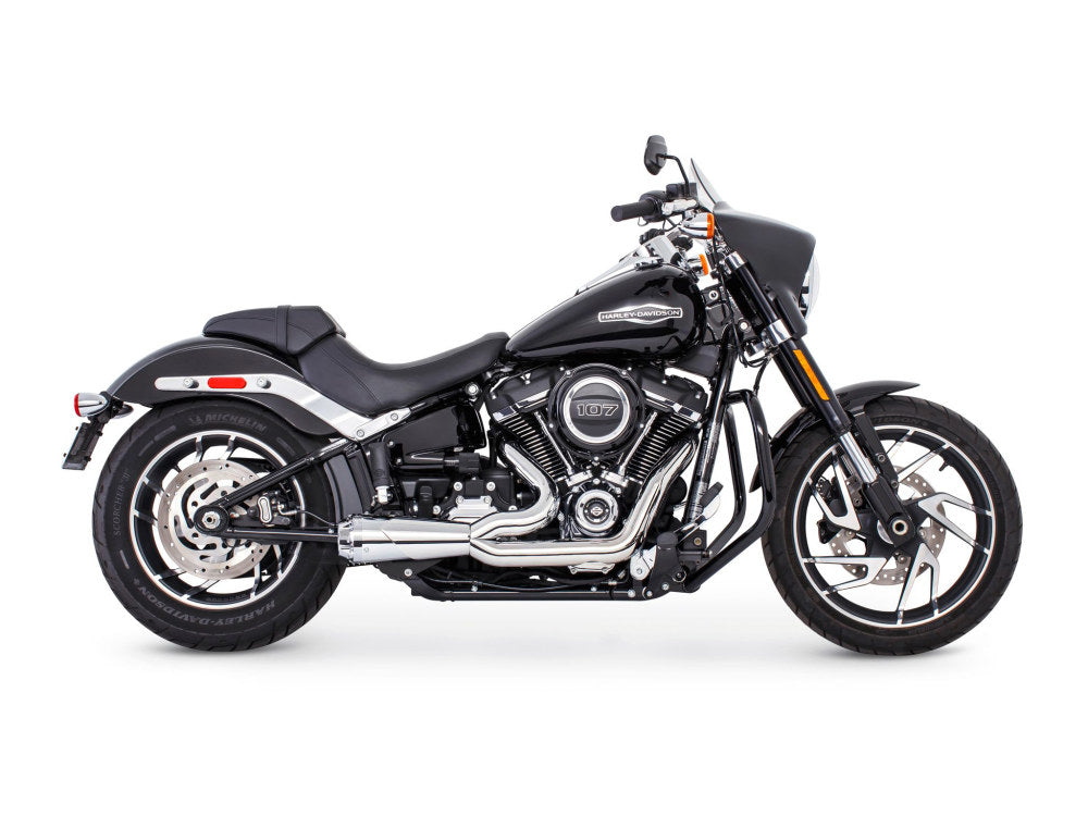 American Outlaw Shorty 2-into-1 Exhaust - Chrome with Chrome End Cap. Fits Softail 2018up. - Freedom Performance Exhaust