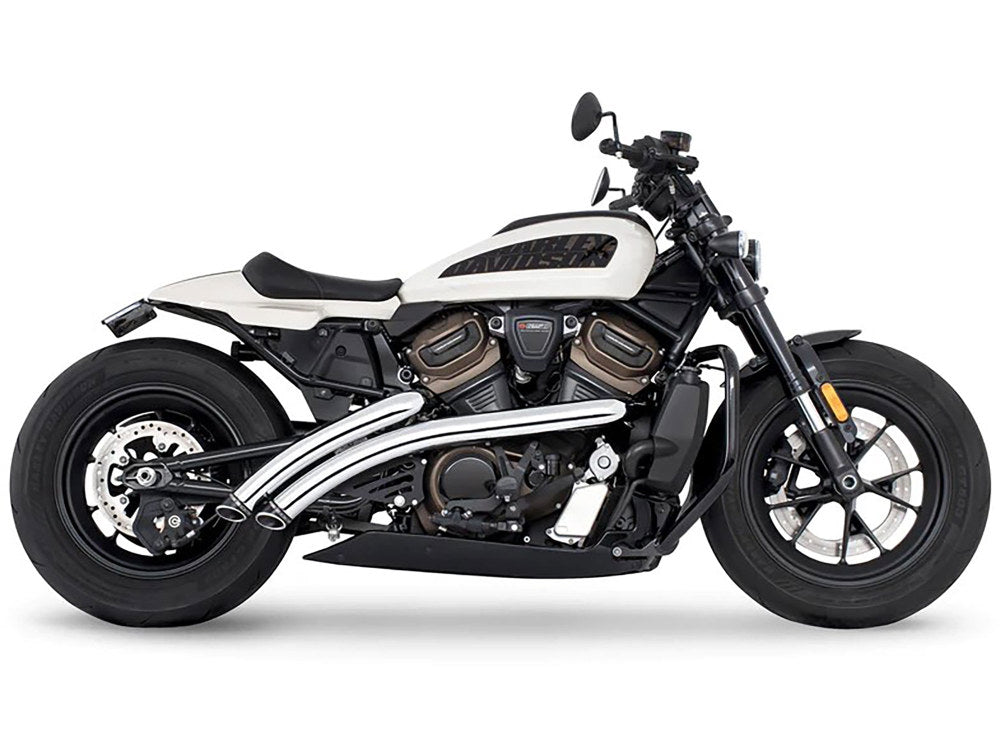 Radical Radius Exhaust - Chrome with Black End Caps. Fits Sportster S 2021-2023 - Freedom Performance Exhaust