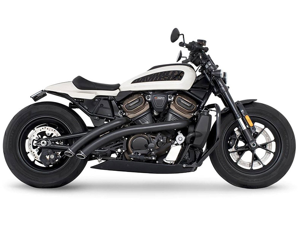 Radical Radius Exhaust - Black with Black End Caps. Fits Sportster S 2021-2023 - Freedom Performance Exhaust