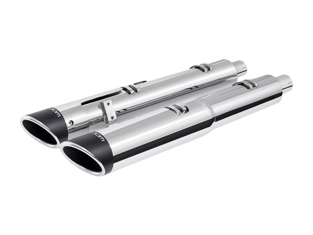 4.5in. Slip-On Mufflers - Chrome with Sculpted Slash End Caps. Fits Indian Big Twin 2014up with Hard Saddle Bags. - Freedom Performance Exhaust