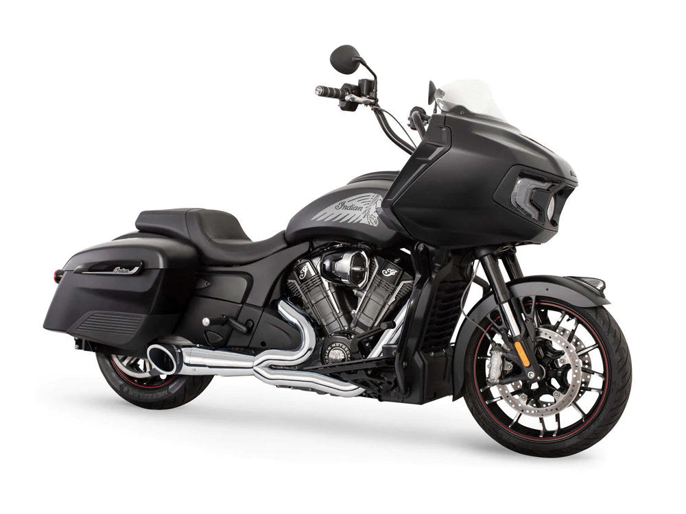 Turnout 2-into-1 Exhaust - Chrome with Black End Cap. Fits Indian Challenger 2020up. - Freedom Performance Exhaust