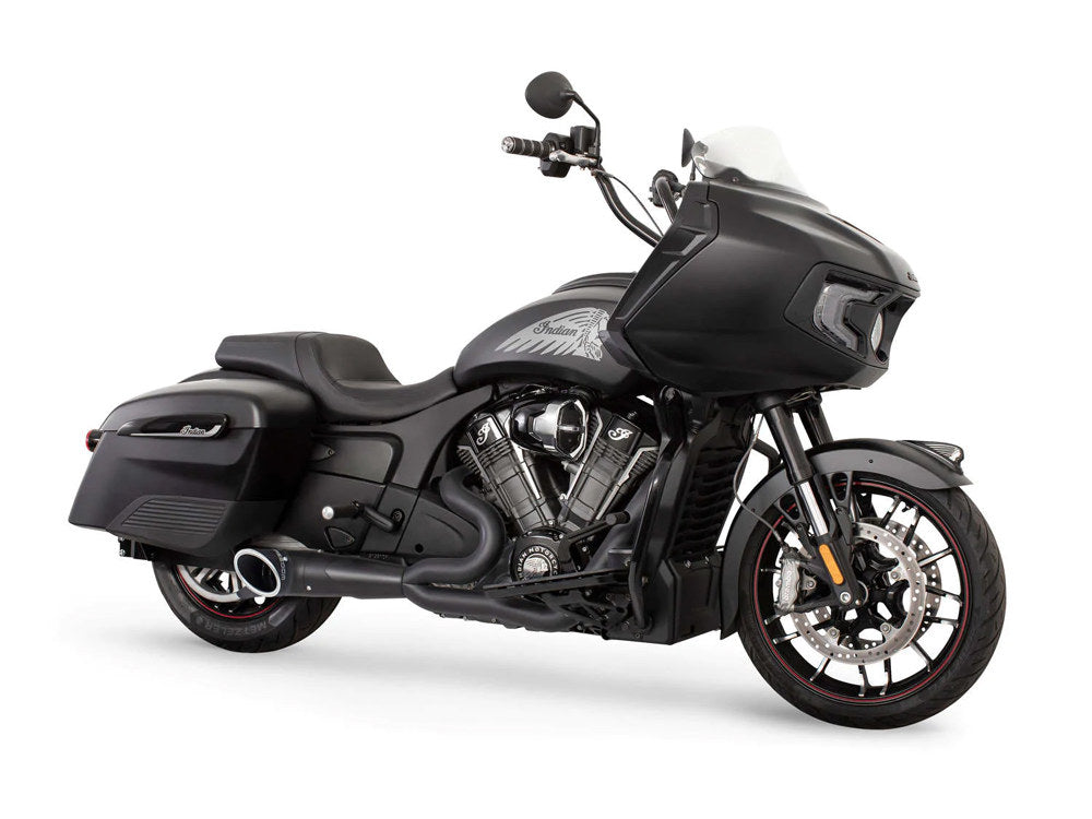 Turnout 2-into-1 Exhaust - Black with Black End Cap. Fits Indian Challenger 2020up. - Freedom Performance Exhaust