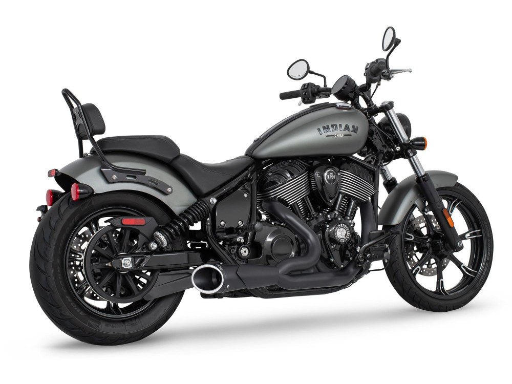 Combat 2-into-1 Exhaust - Black with Black End Cap. Fits Indian Cruiser 2022up - Freedom Performance Exhaust