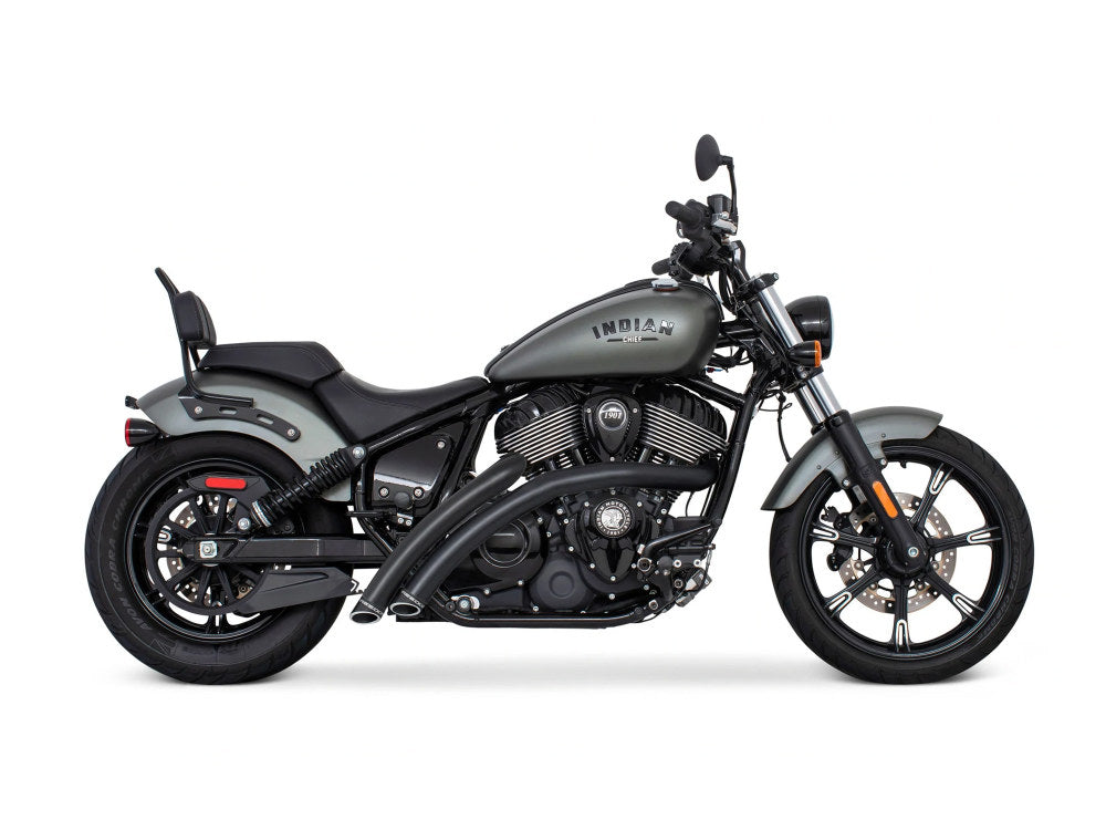 Radical Radius Exhaust - Black with Black End Caps. Fits Indian Cruiser 2022up - Freedom Performance Exhaust