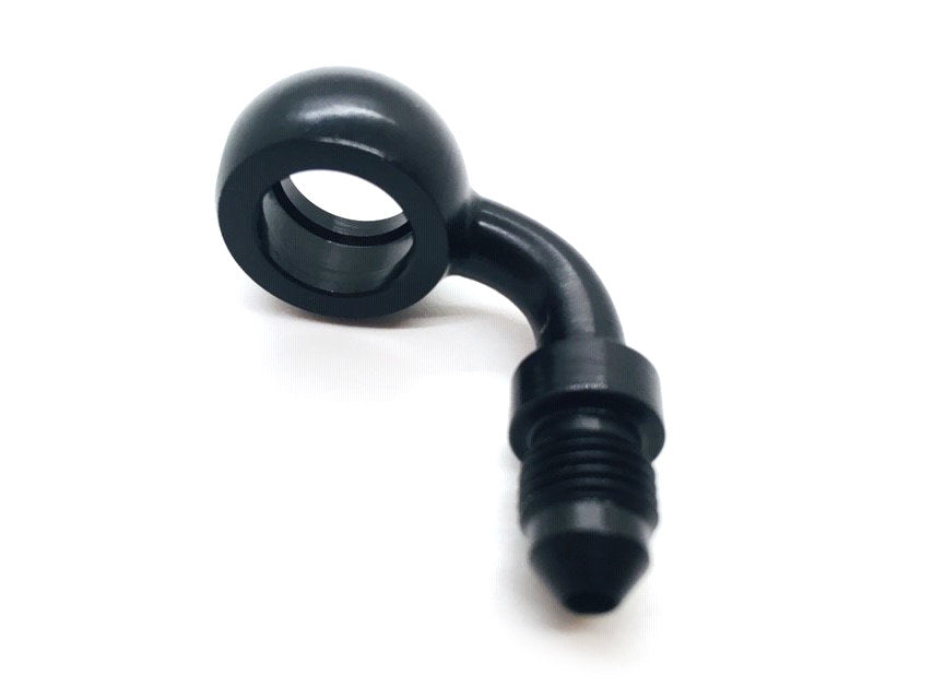 Black True 12mm ID, 90 Degree Banjo - Male #3 End. - Goodridge