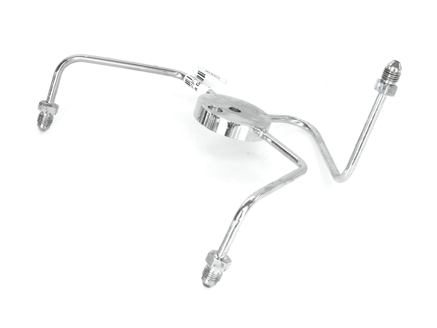 AN3 Front Dual Disc Brake Tee - Chrome. Fits Wide Glide Front Ends with Dual Disc Rotors. - Goodridge