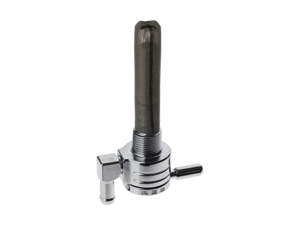 High-Flow Fuel Tap / Petcock with 3/8in. NPT Thread & 5/16in. Downward Facing Fuel Outlet - Chrome - Golan Fuel Taps