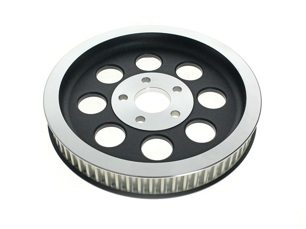 65 Tooth x 1.5in. Rear Pulley - Black. Fits Big Twin 1980-1999 with 1-1/2in. Wide Belt - Rollies Speed Shop