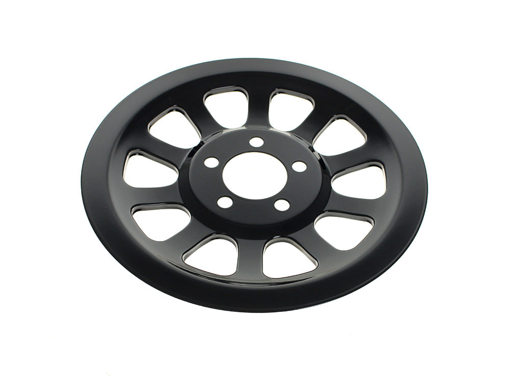 Rear Pulley Cover - Gloss Black. Fits Dyna 2006-2017 & Softail 2007up with 66 Teeth Rear Pulley - Rollies Speed Shop