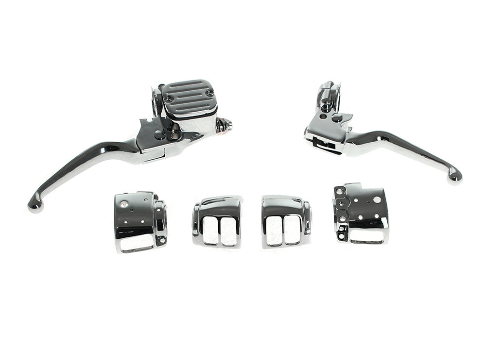 Handlebar Control Kit - Chrome. Fits Single Disc Softail 2011-2014 & Dyna 2012-2017 - Rollies Speed Shop