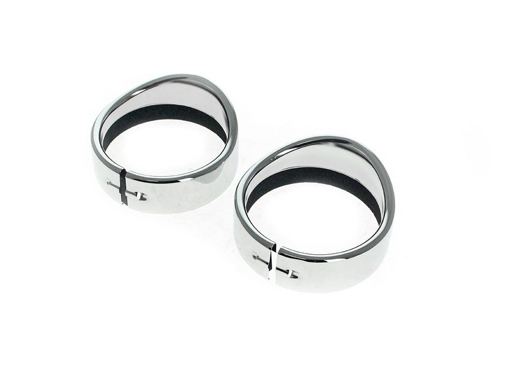 Peaked Visor Style 4-1/2in. Passing Lamp Trim Ring - Chrome. Fits Big Twin 1969up - Rollies Speed Shop