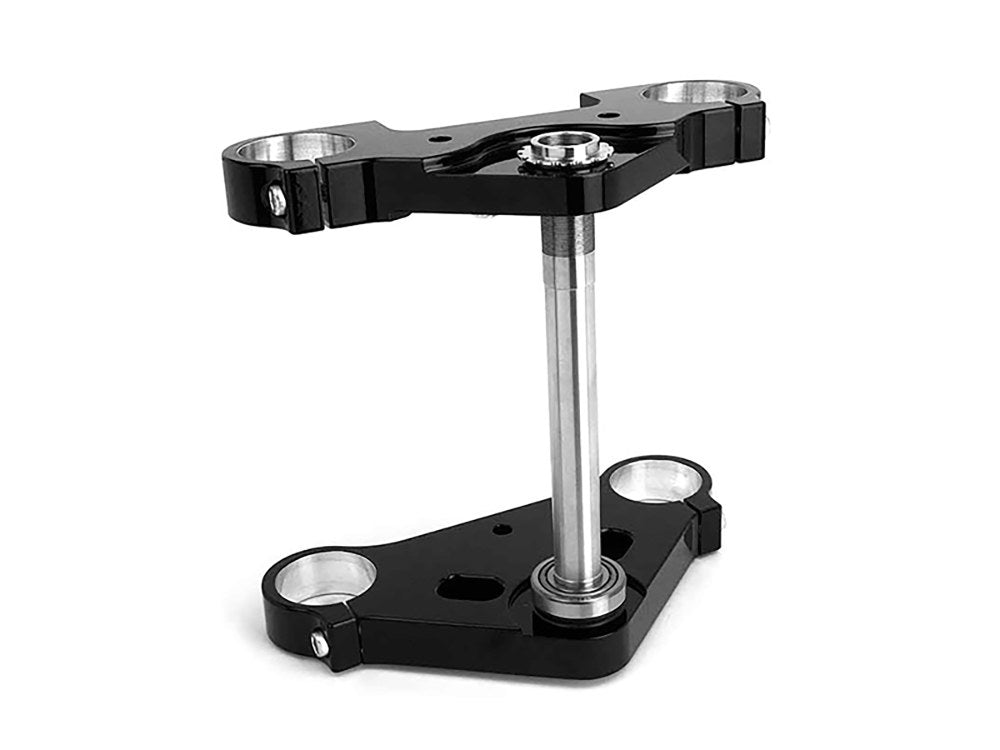 8 Degree Raked Triple Tree Kit - Black. Fits V-Rod 2002-2011 with 26in. Wheel Upgrade. - Hawg Halters