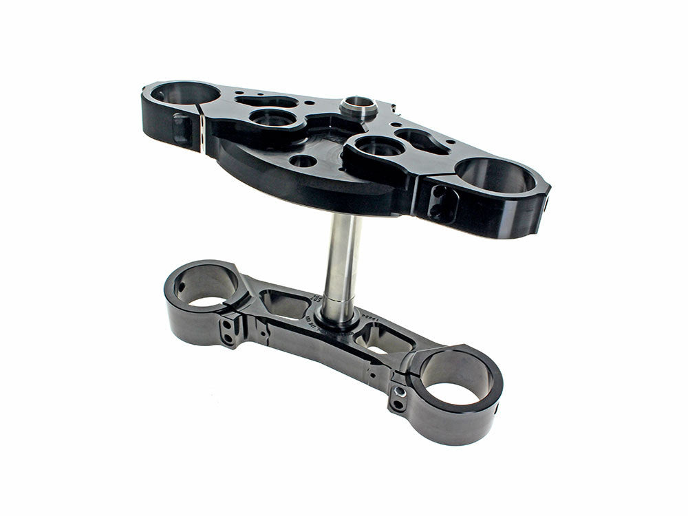 7 Degree X23 Raked Triple Tree Kit - Black. Fits CVO Street Glide & Road Glide 2023up with 23in. Wheel Upgrade. - Hawg Halters