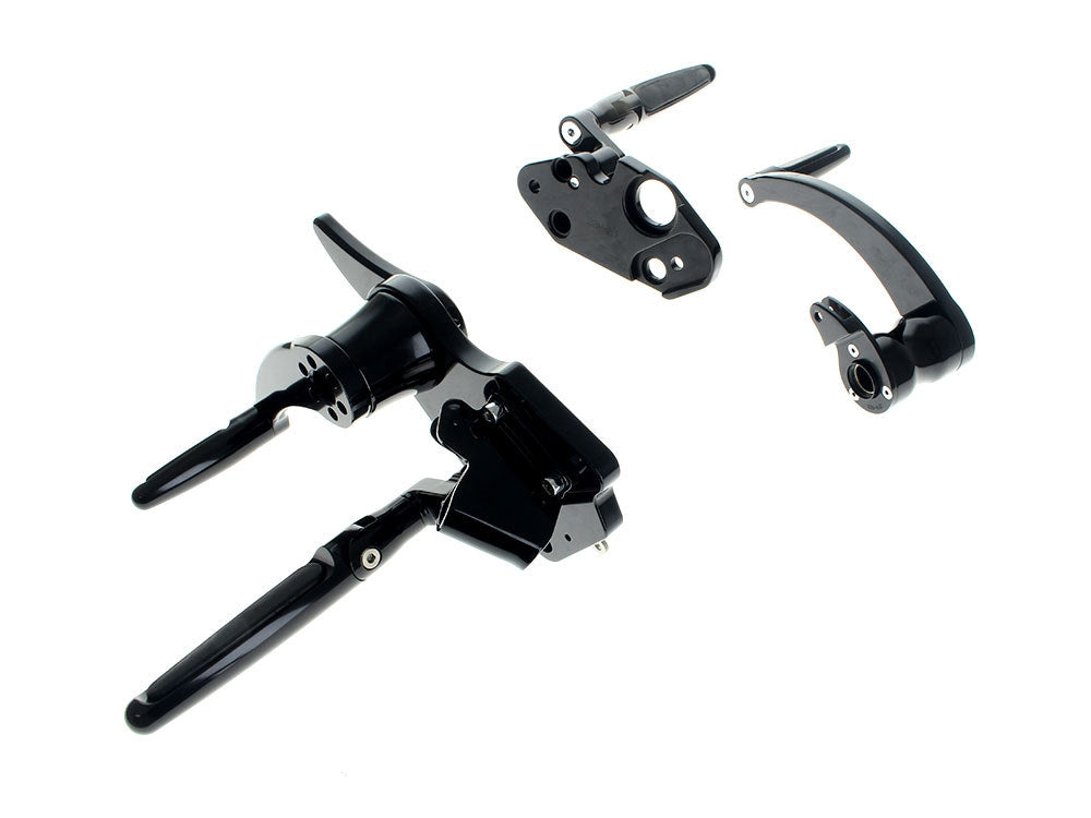Standard Length Forward Controls with Folding Rubber Inlay Pegs - Black. Fits Touring 2014up including Trikes. - Hawg Halters