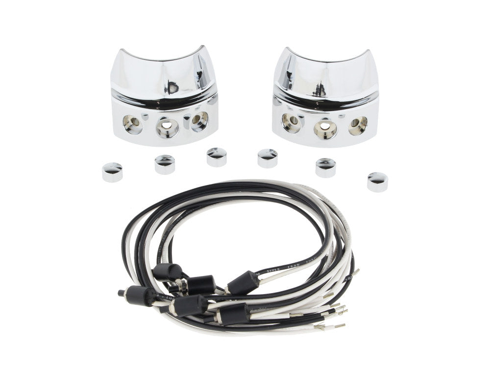 Left & Right Handlebar Switch Assembly - Chrome - Hawg Halters
