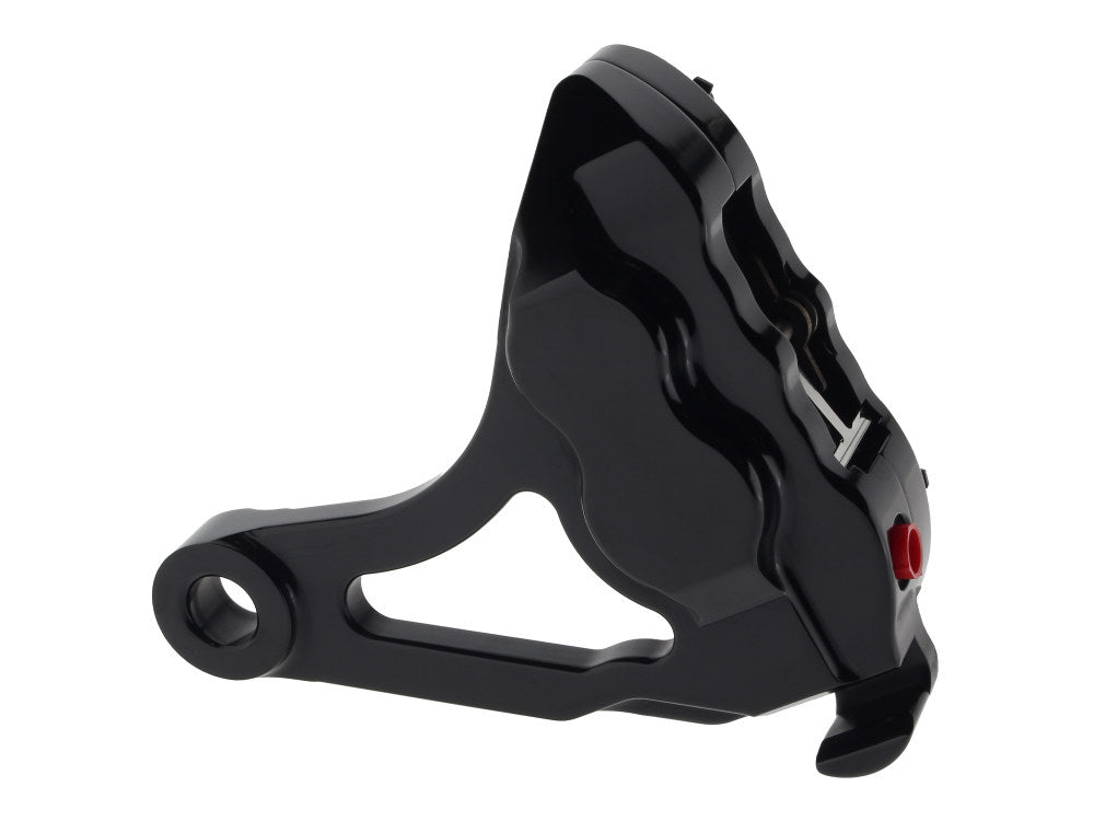 Right Hand Rear 4 Piston Caliper & Mounting Bracket - Black. Fits Softail 2000-2007. - Hawg Halters