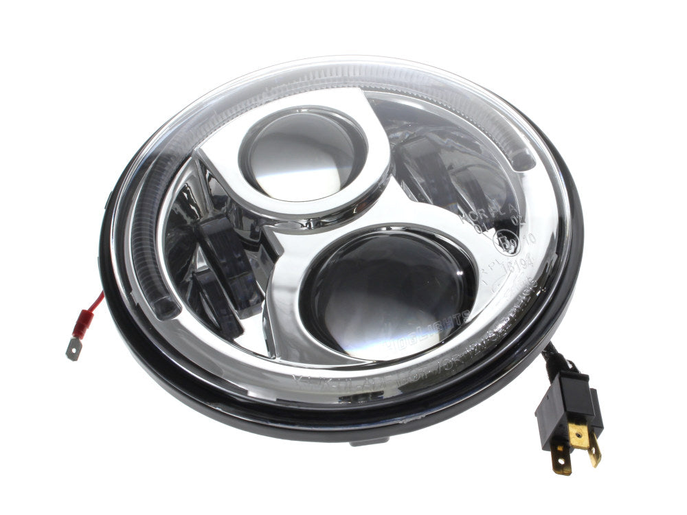 7in. LED Headlight Insert with Halo - Chrome. Fits Most H-D, Indian Chief Classic & Dark Horse Models with 7in. Headlight. - Hoglights