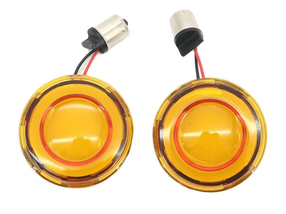 FusionFX Turn Signal Inserts. Amber LED, Amber Lenses. Fits Front and Rear on most Models With OEM Bullet Style Indicators 2002up. - Hoglights