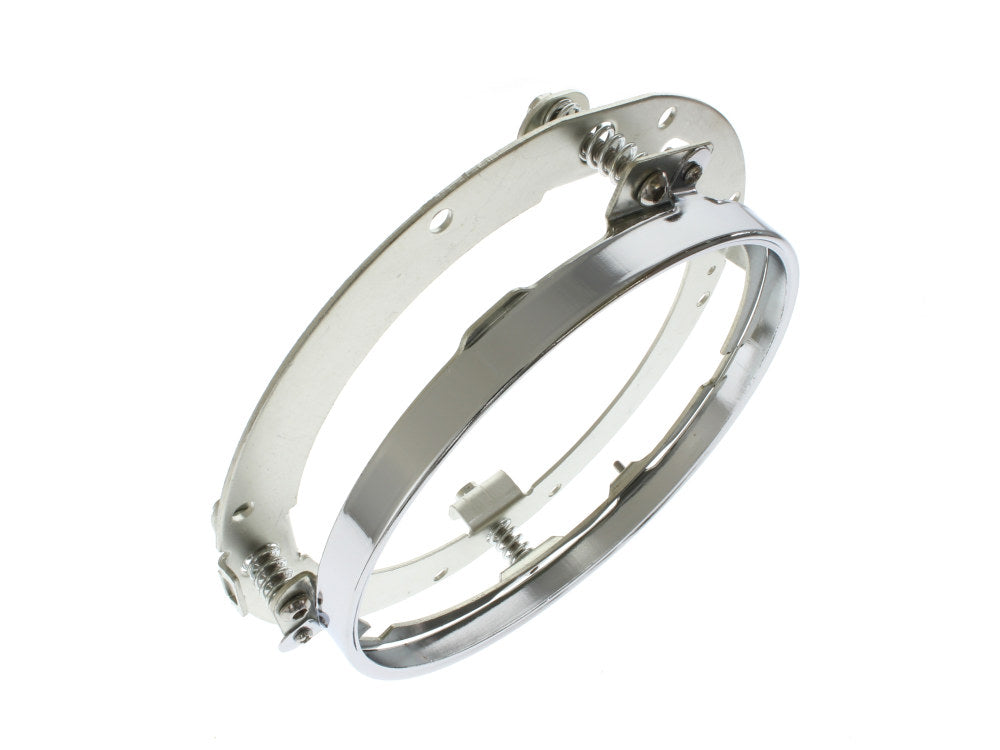 7in. Headlamp Insert Adaptor Bracket - Chrome. Fits All 2013 earlier Touring & all FreightTrain Nacelle. - Hoglights