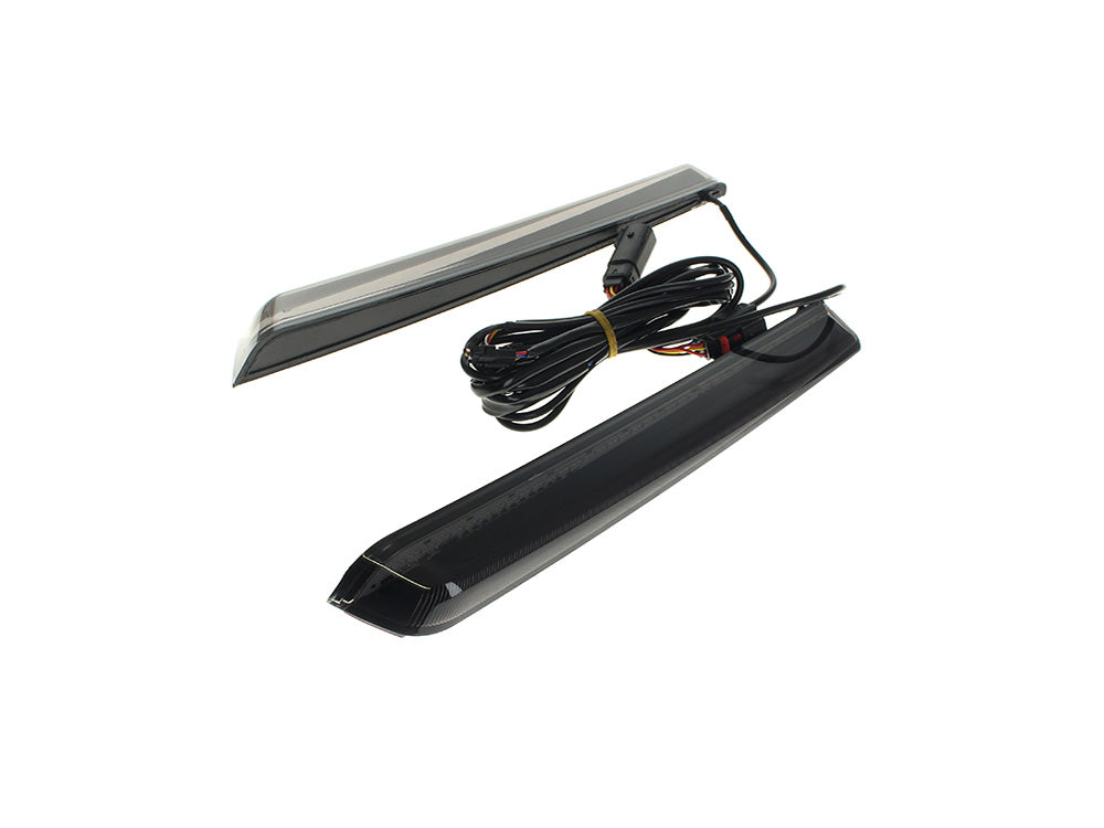 Saddlebag LED Lights. Red Run/Brake, Amber Turn, Smoke Lens. Fits Touring 2014-24 with HD Extended Bags. - Hoglights