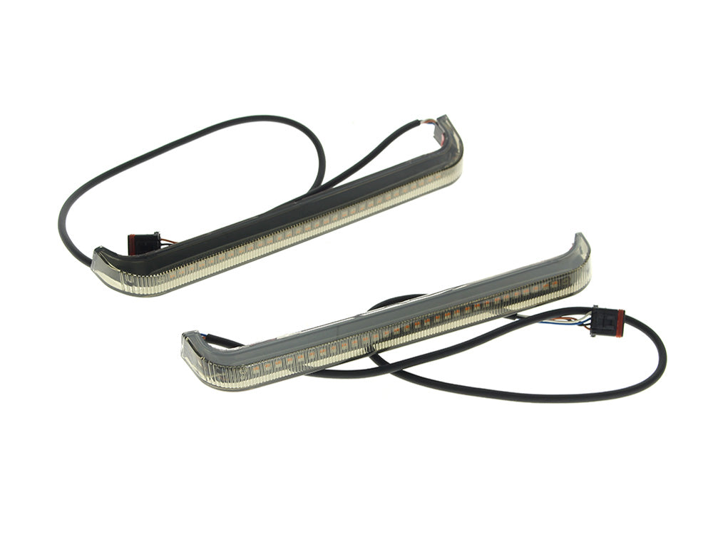 Sequential Slimline Saddlebag Lights. Red Run/Brake, Amber Turn with Smoke Lens. Fits CVO Touring 2023-2025, Street Glide & Road Glide 2024-2025, Touring 2025 Only - Hoglights