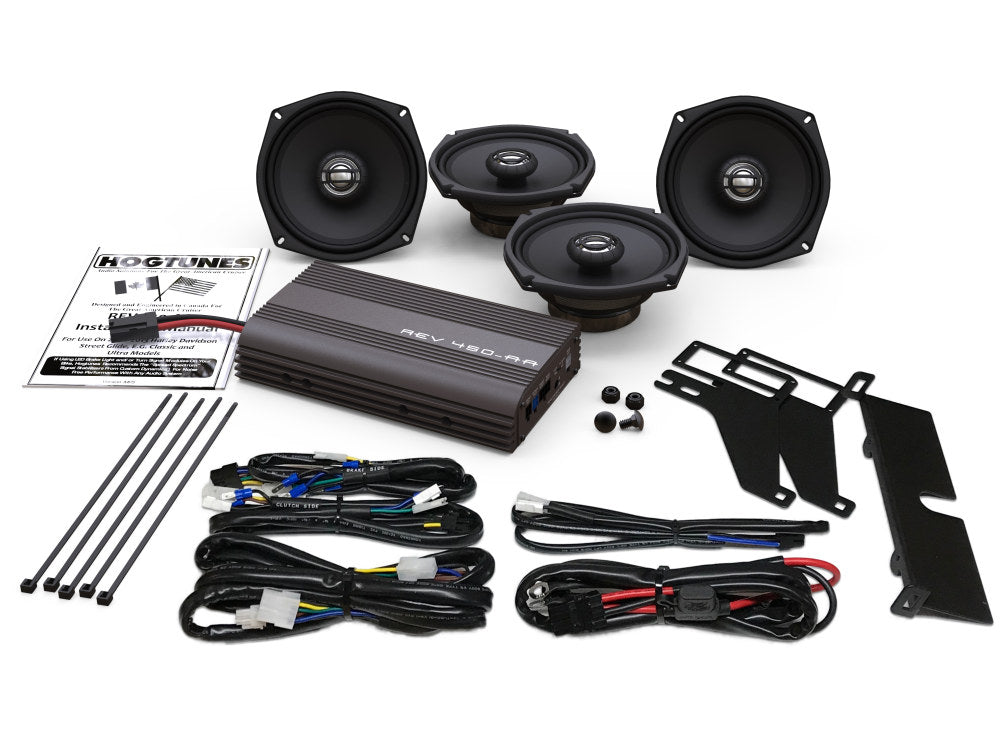Hogtunes, 400 Watt Amp x 4 Speaker Kit. Fits Ultra Classic 1998-2013 & Tri Glide Ultra 2009-2013 - Hog Tunes Audio